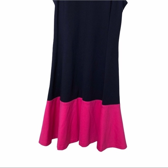 Eliza J Fit & Flare Dress Sleeveless Colorblock Size 4 Navy Blue Pink - Picture 4 of 12